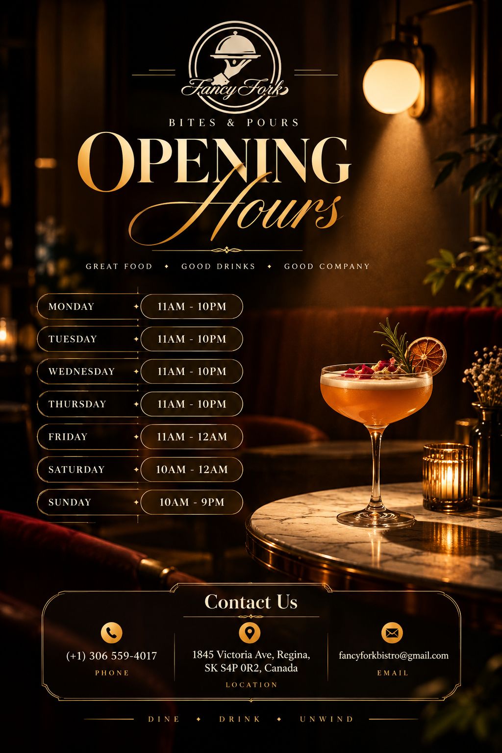 Fancy Fork Opening Hours